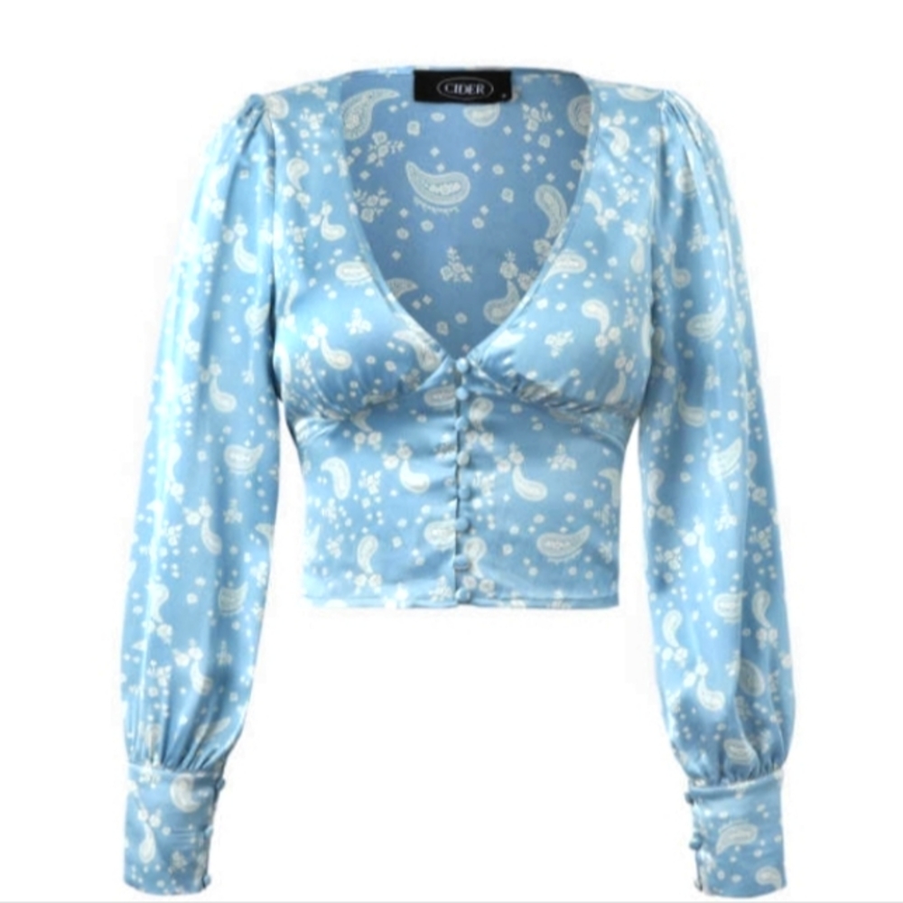 Baby Blue long sleeve romantic top